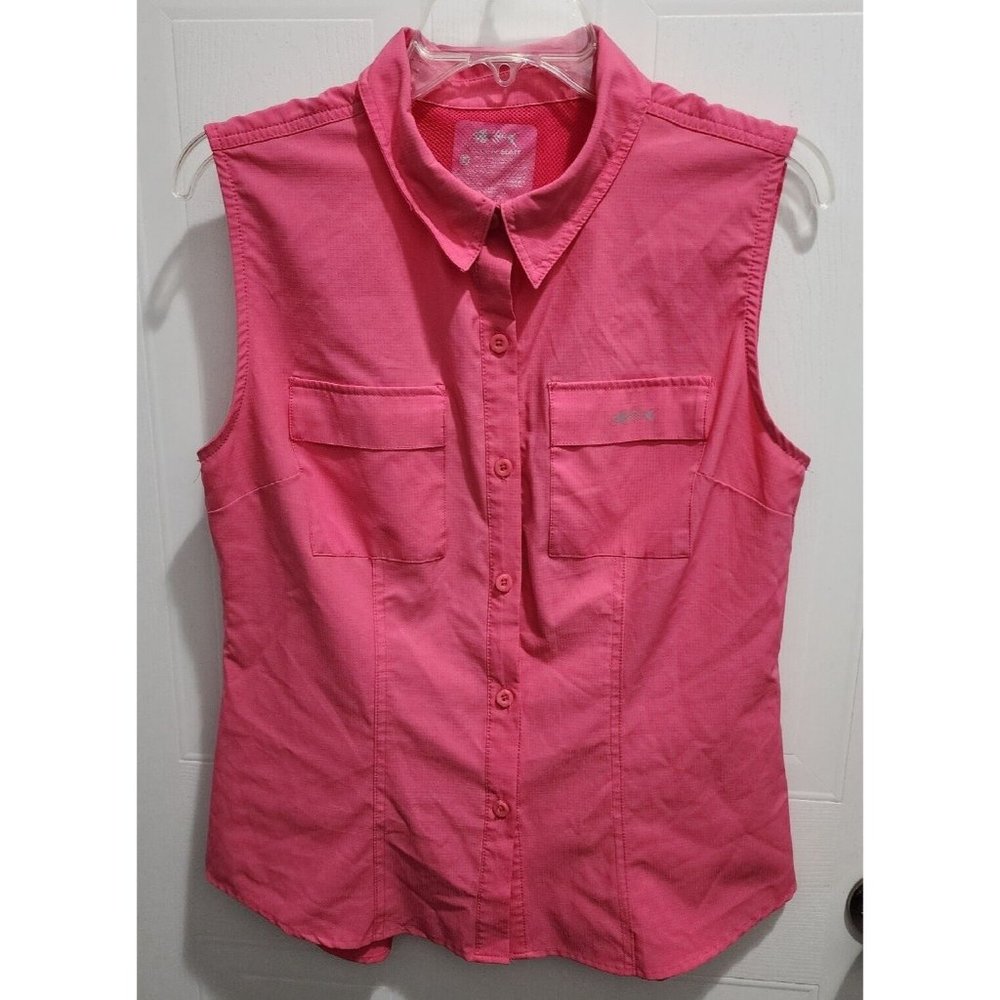 SILVER BAIT Women's Sleeveless Button Up Vented Fishing Shirt Solid‎ Pink Size M